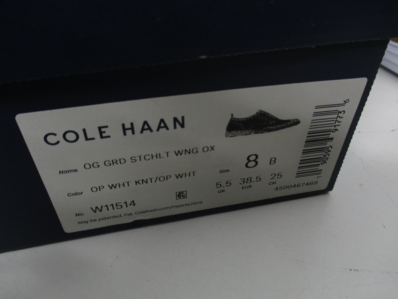 Cole Haan Womens Sz 8 B White OG Grand Stitchlite Wingtip Oxford Knit Shoes