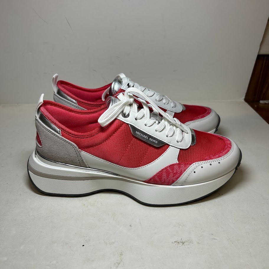 Michael Kors Womens 9 M Hot Pink Flynn Trainer Lace Up Sneakers DISPLAY RF0