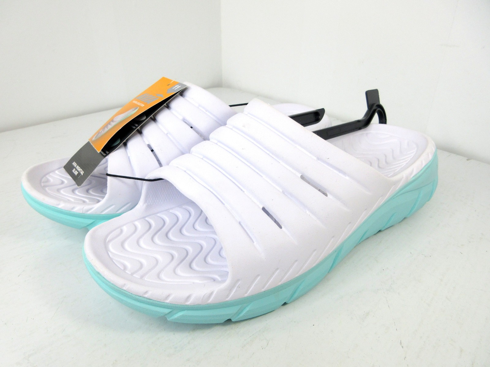 AVIA Hightail Slide Athletic Recovery Sandals Eva Foam Fom Aqua White Blue Women