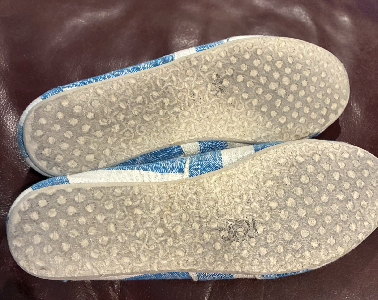 TOMS Womens Blue/White Striped Canvas Slip-On Flats Round Toe US 8 EU 38.5