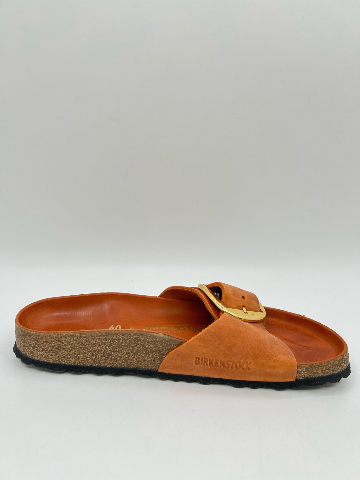 BIRKENSTOCK Madrid Big Buckle Sandal SZ 9 Orange Women LTHR Flat Slide Slipper