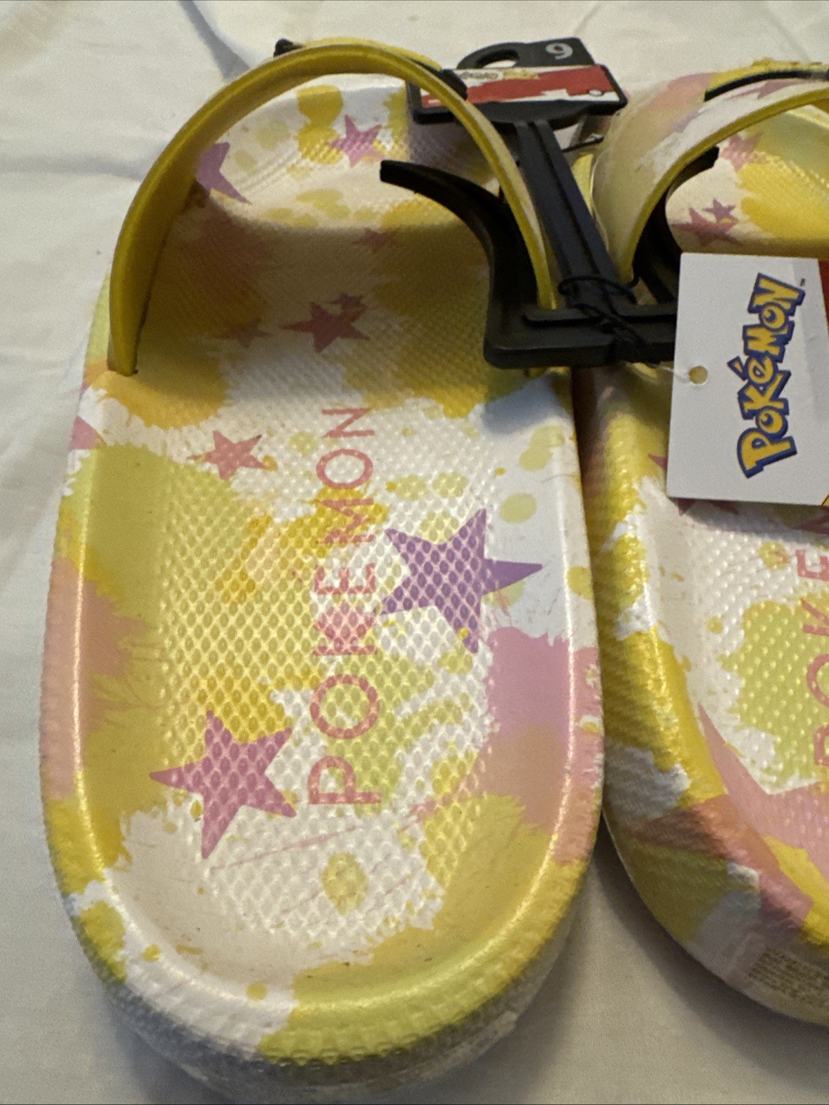 Pokemon Womens Sandals 9 Pikachu Slide On Rubber Waterproof Shower Shoes EVA New
