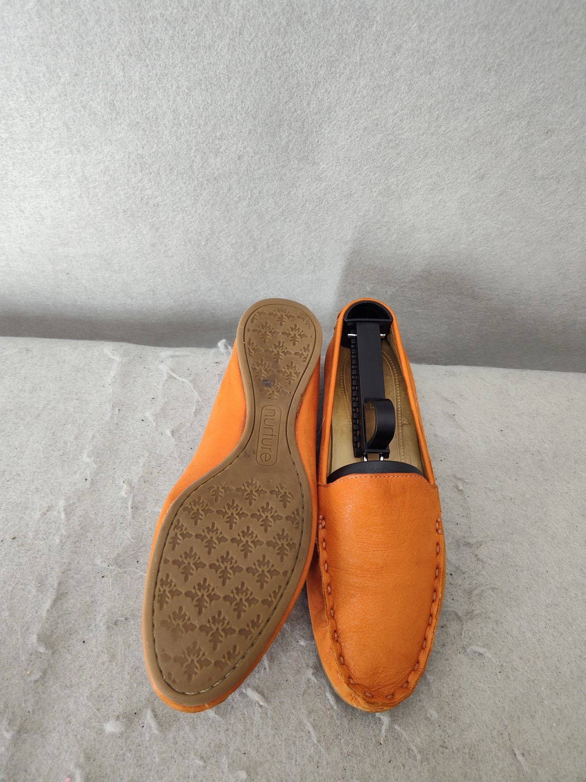 Nurture Women Loafers 6.5 Orange Leather Slip On Flats Comfort Shoes Made Brazil