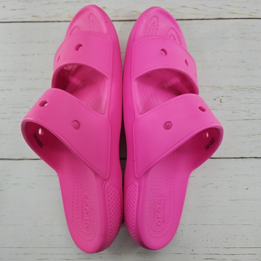 Crocs Classic Dual Band Womens 10 Mens 8 Pink Slip On Slides Sandals 206761