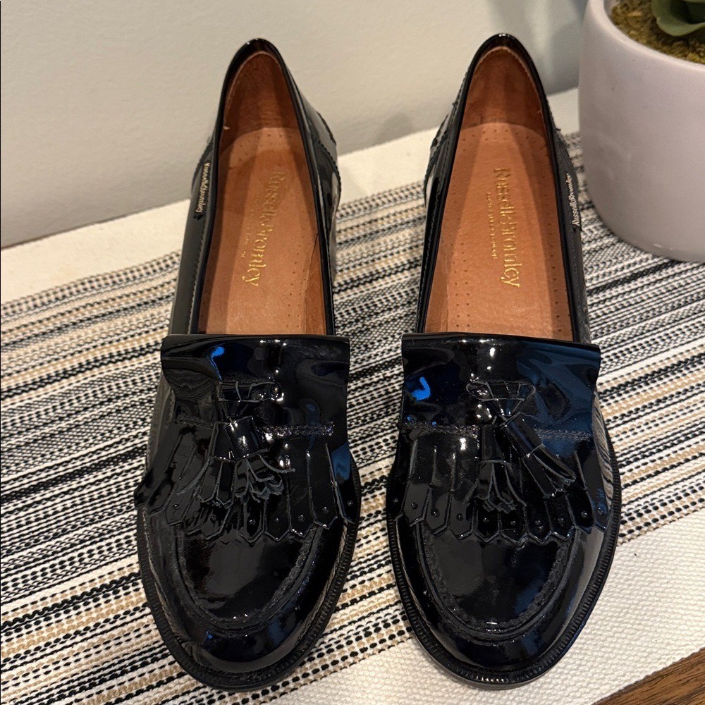 Russell & Bromley Midchester Ladies Black Leather Heeled Loafers Size EU 41 US 8