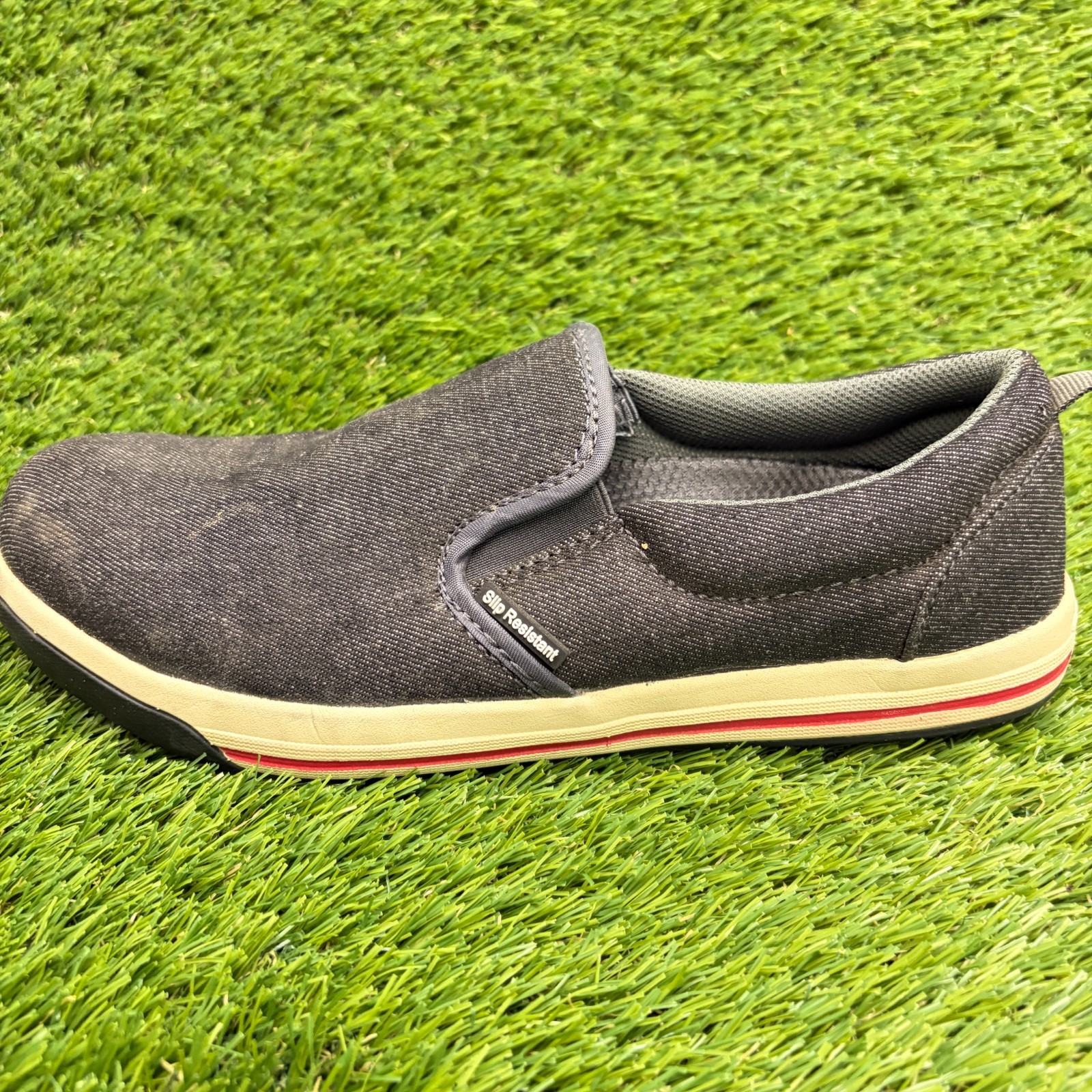 Nautilus Westside Womens Size 8.5 Black Red Steel Toe Slip On Safety Work Shoes