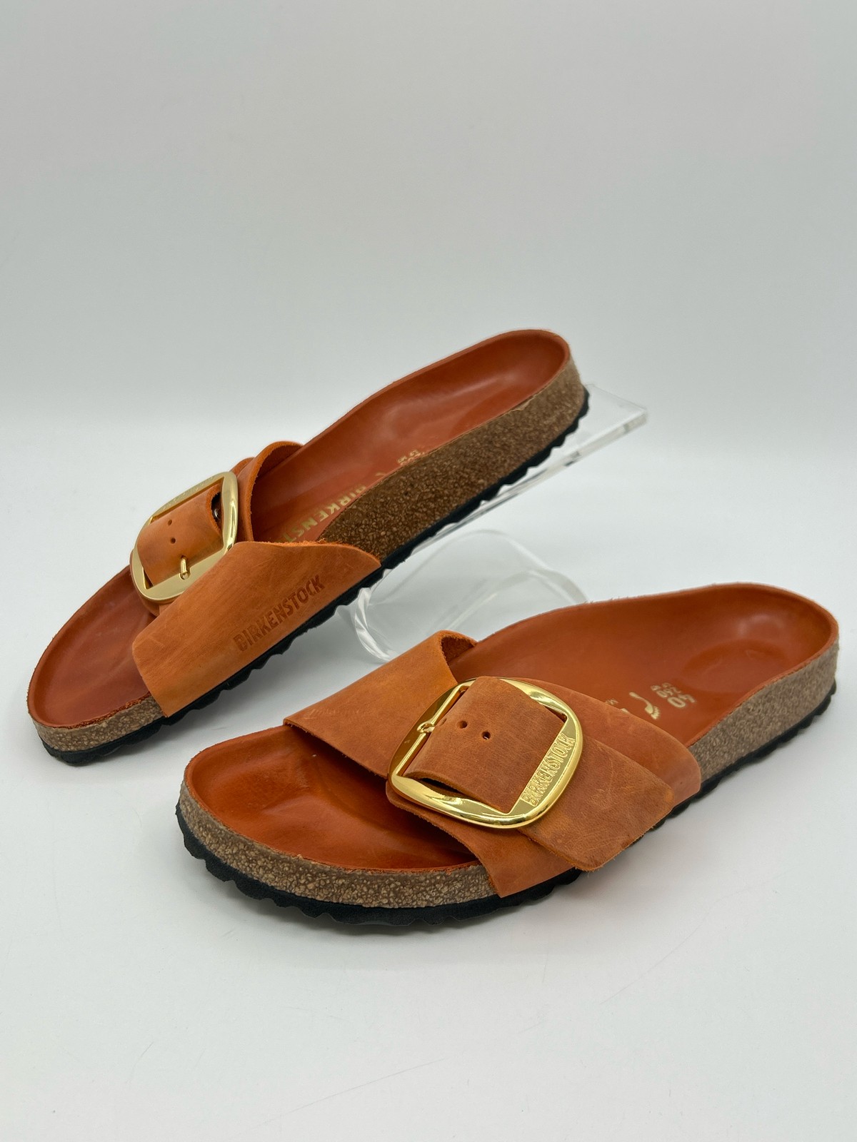 BIRKENSTOCK Madrid Big Buckle Sandal SZ 9 Orange Women LTHR Flat Slide Slipper