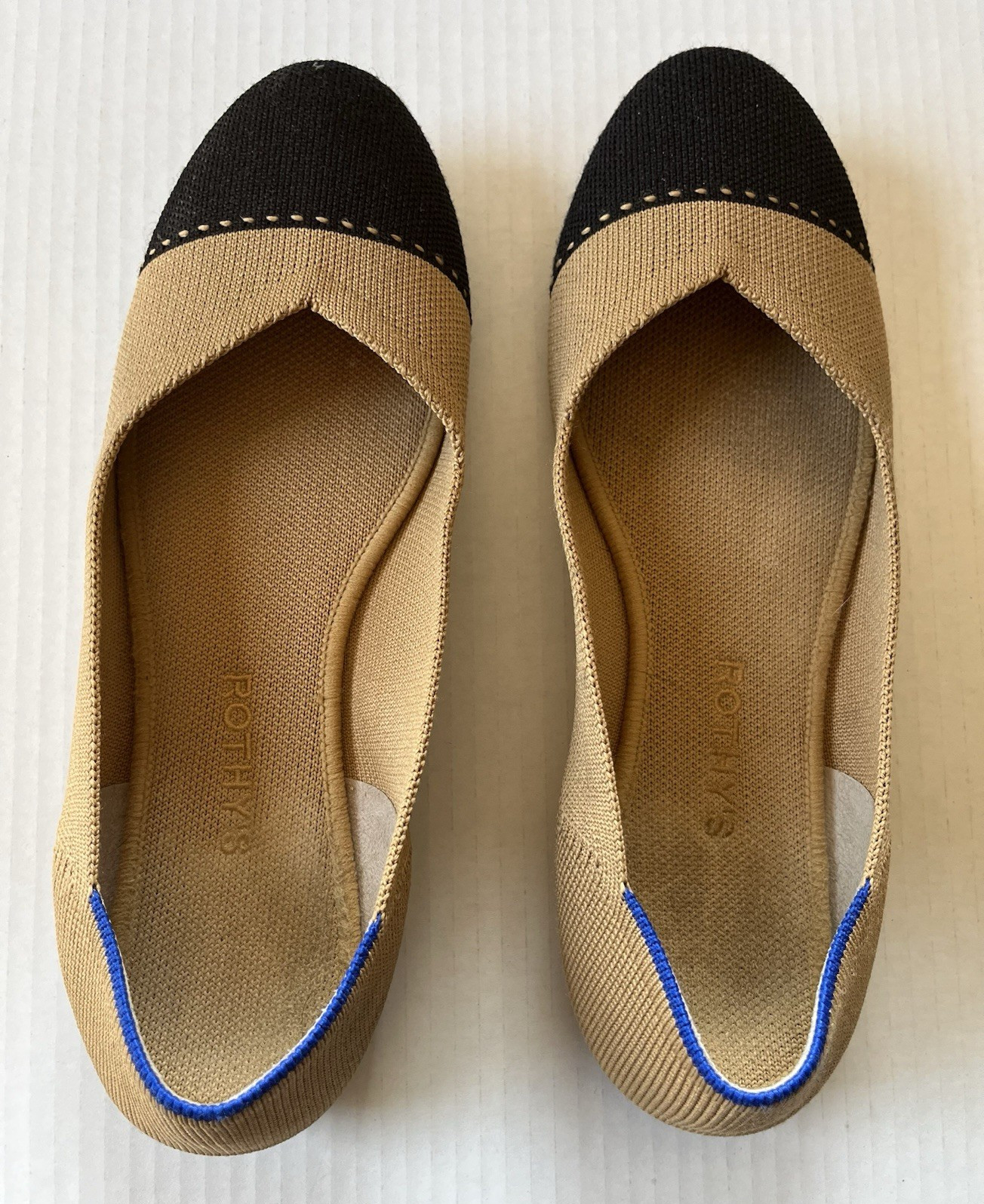 Rothy’s Women’s Pointed Toe Knit Slip-On Ballet Flats Cap Toe Colorblock 10.5