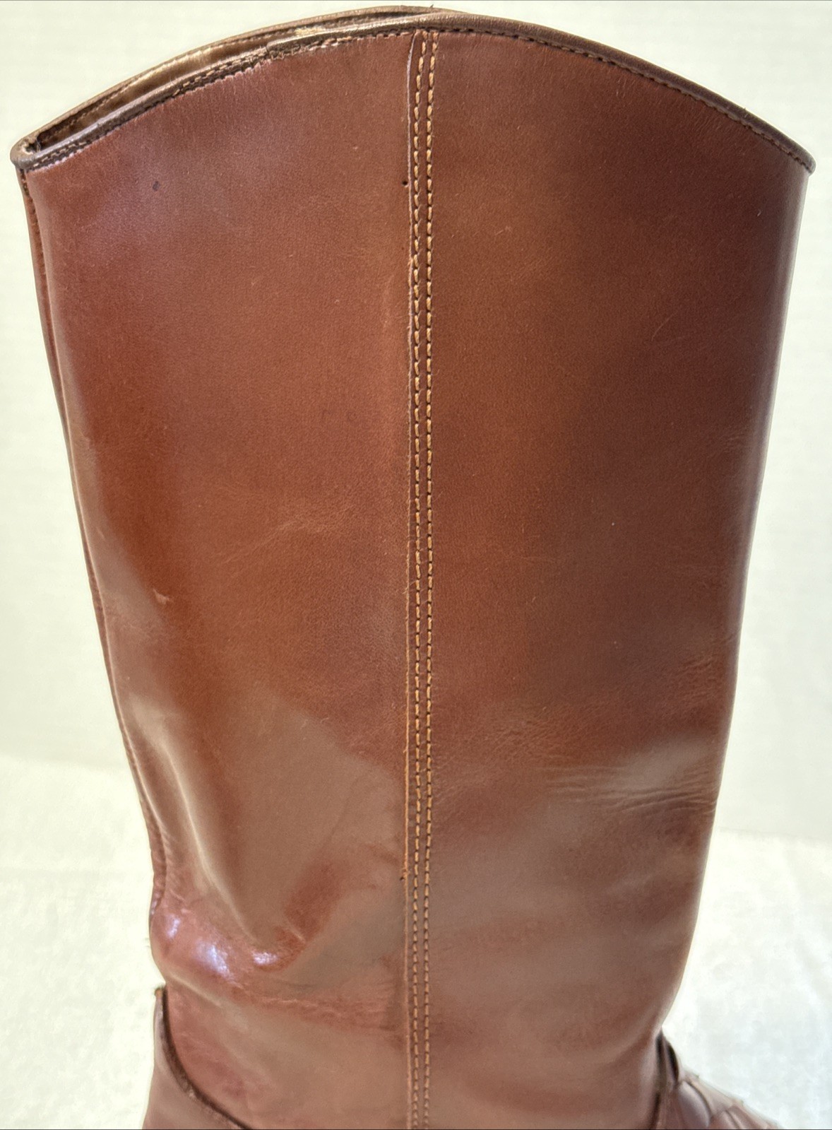 Unisa Flex Womens Cognac Leather Weave Vamp Tall Boots Size 8B Brazil