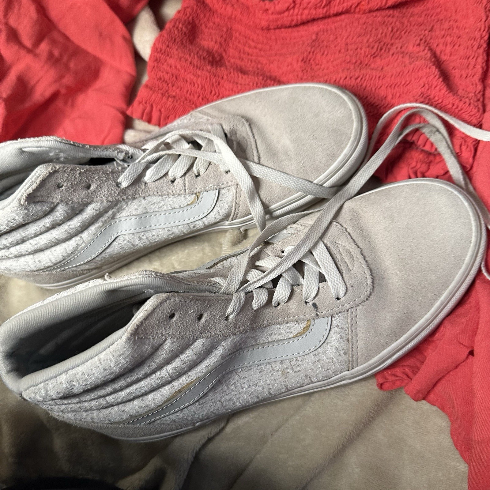 VANS Sk8-Hi Women’s High Top Canvas Lace-Up Sneakers Gray Rubber Sole Logo