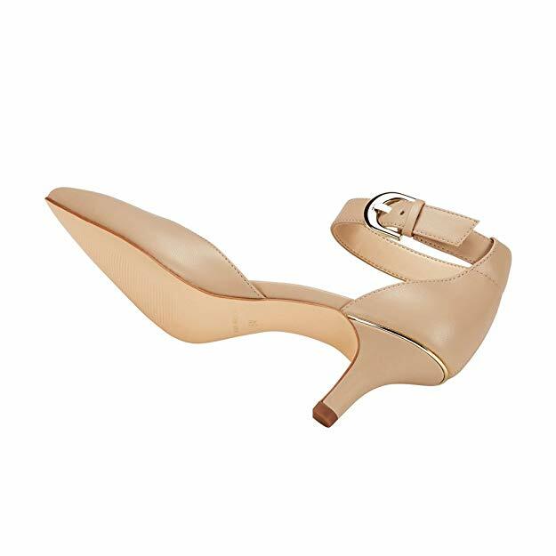 Women’s Kitten Heel Pumps Shoes Closed Pointed Toe Ankle Strap Dress Stiletto