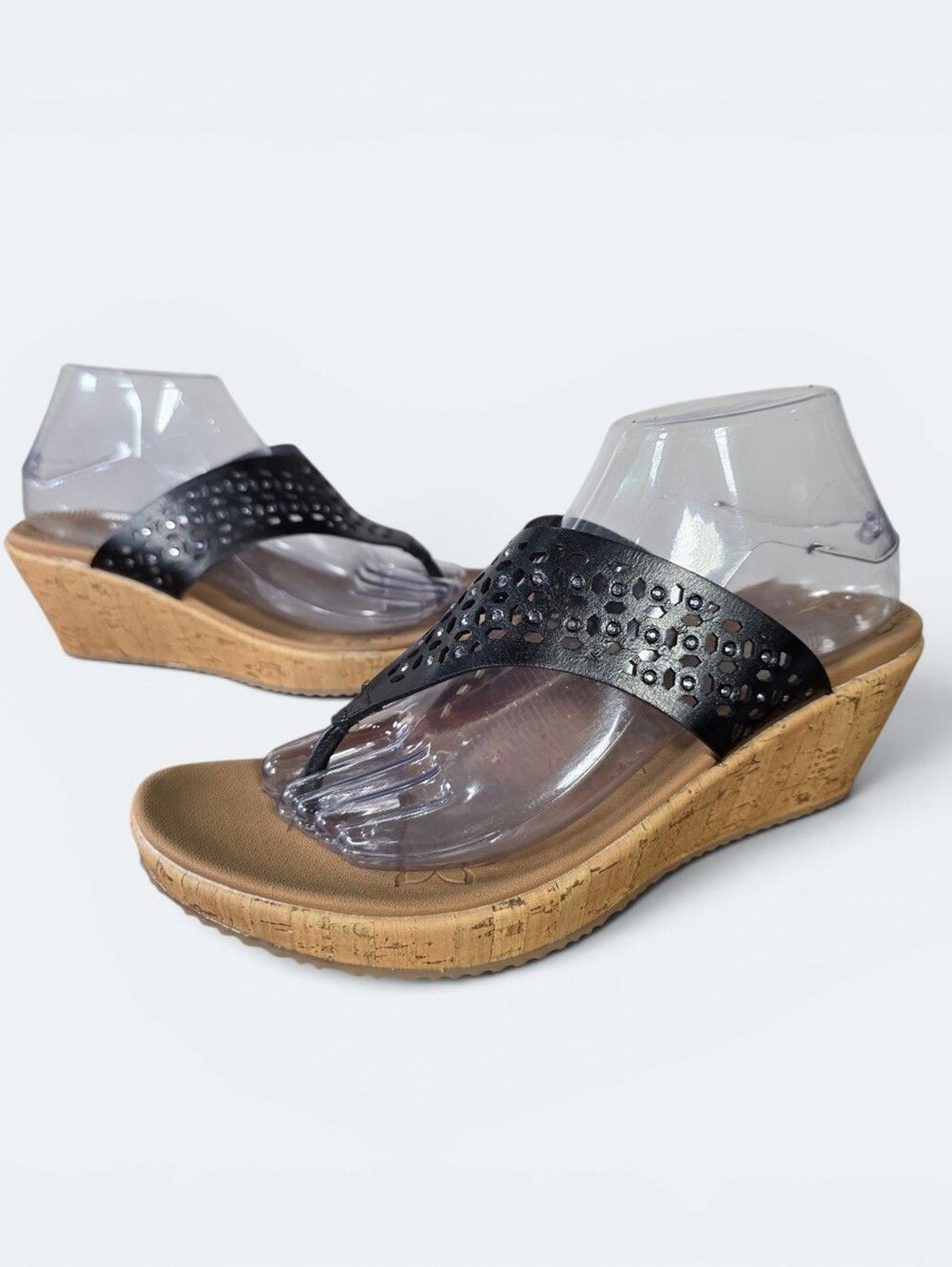 Skechers Cali Beverlee Pier Stroll Wedge Sandals Black Size 10