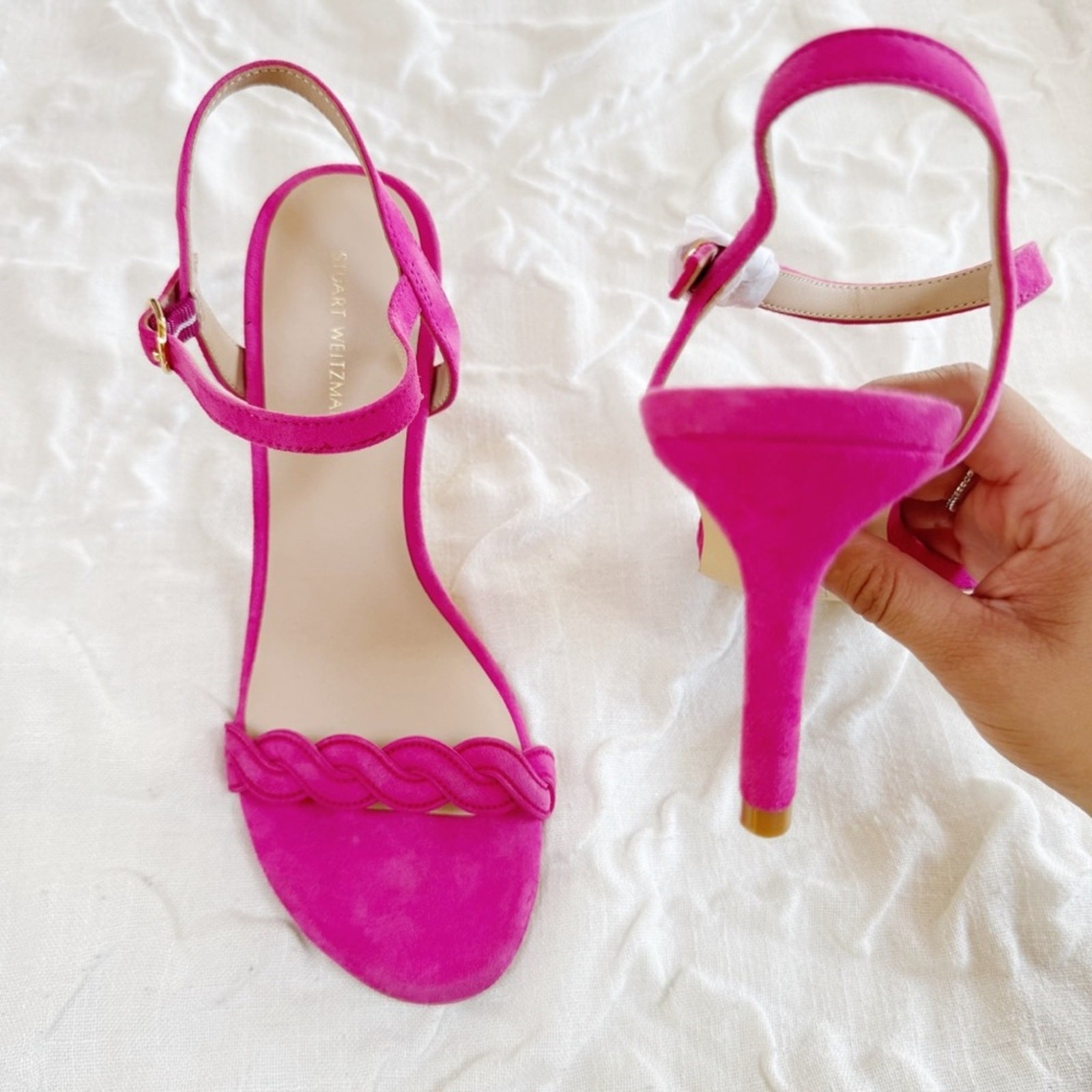 Stuart Weitzman Dancer Twistie 100Suede Sandal In Pink