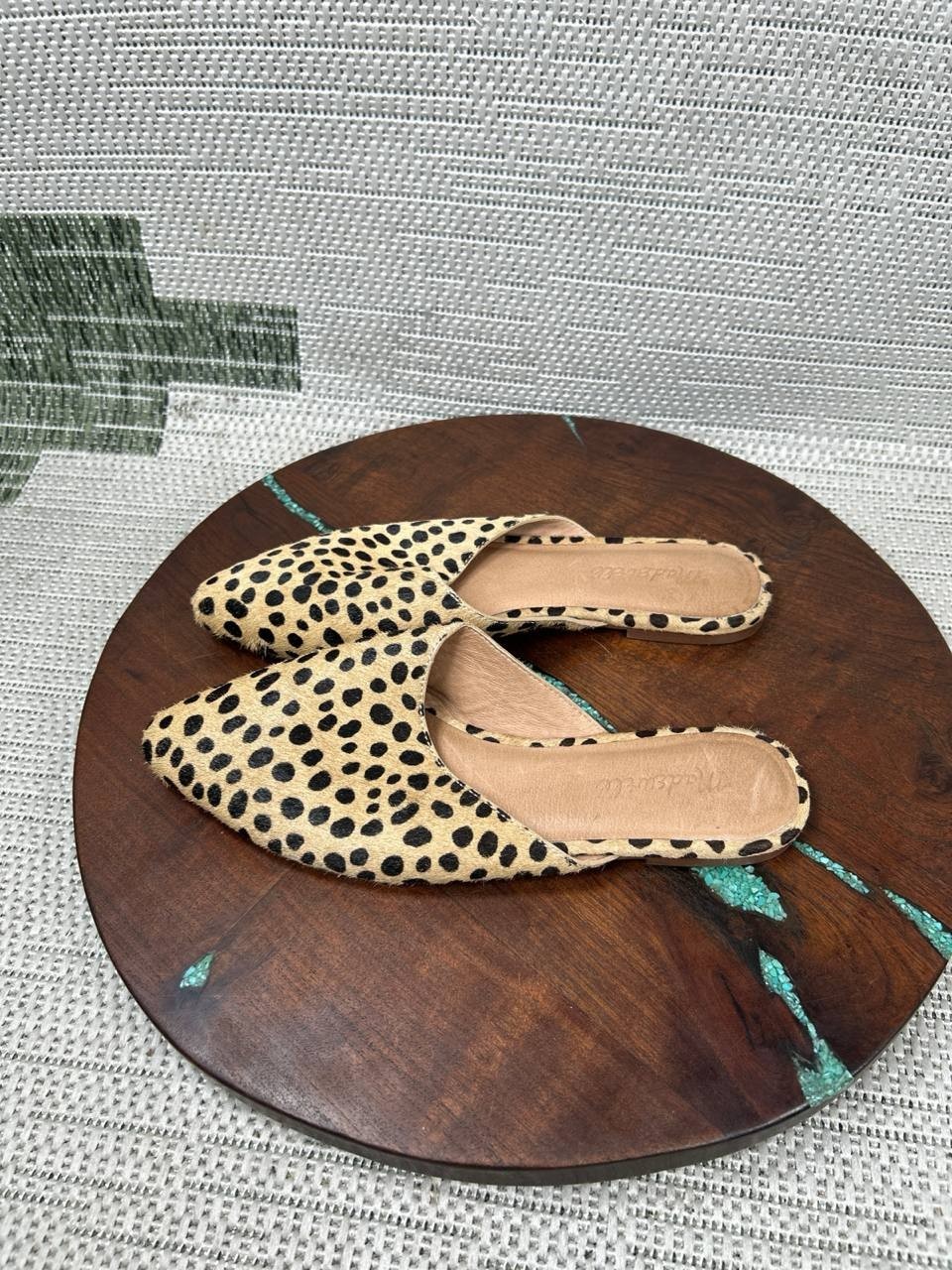 Madewell Flats Womens Size 7 The Remi Mule Truffle Multi Leopard Comfort Slip On