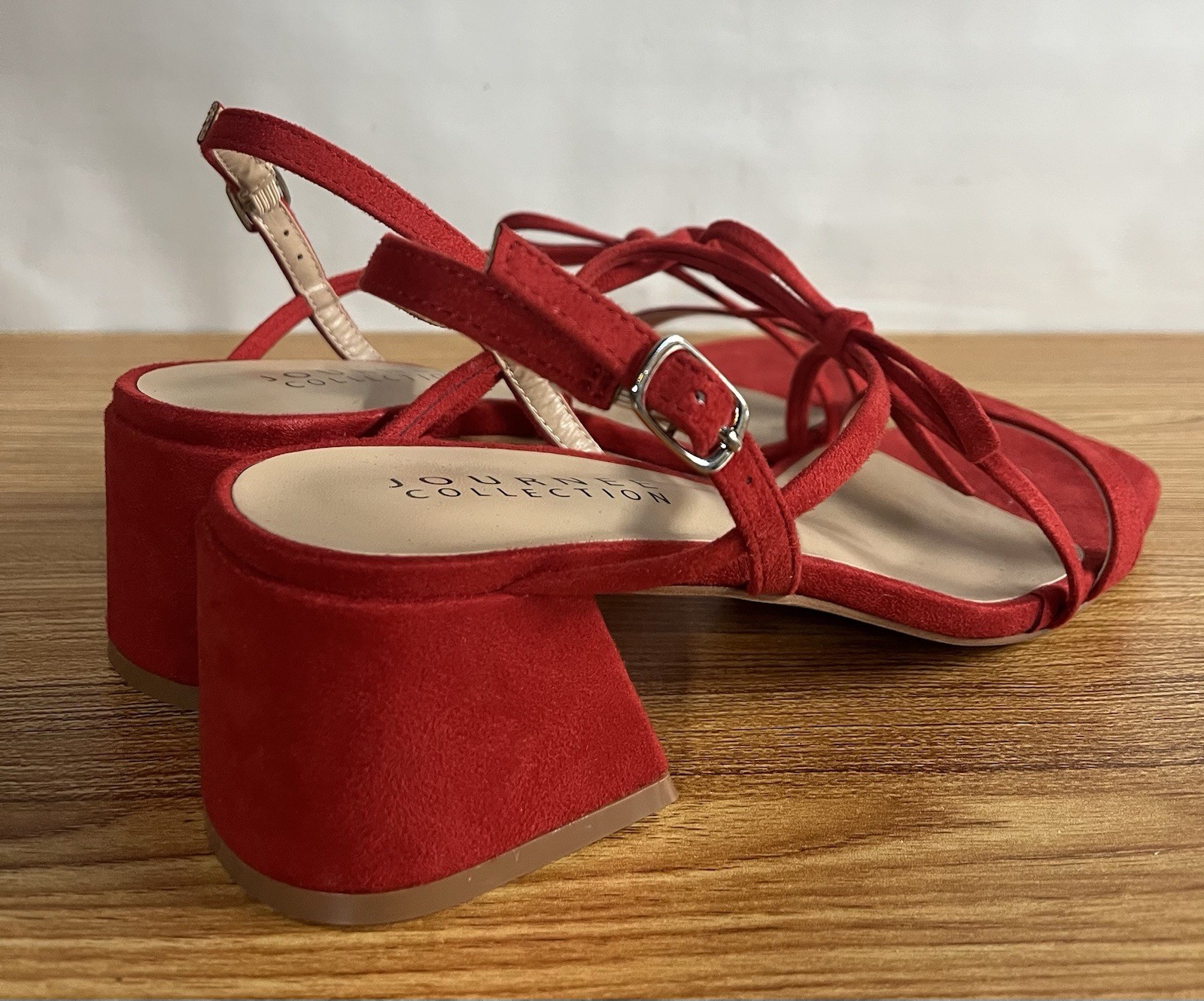 Journee Collection Women’s Amity Sling Back Strap Block Sandals Red Size 8.5 EUC