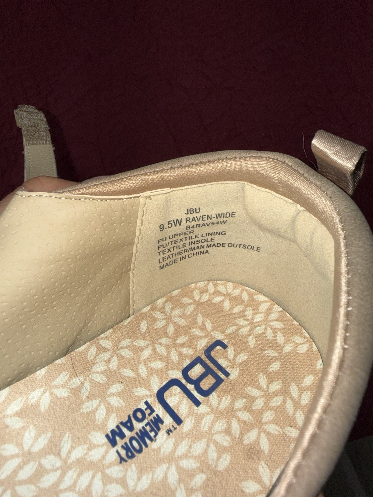 JBU Raven Mary Jane Memory Foam Comfort Shoes Beige Women’s 9.5 W Hook & Loop