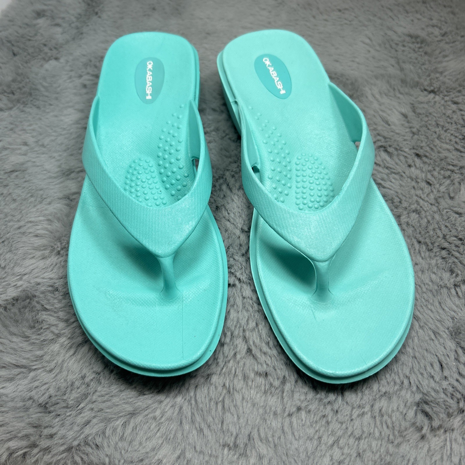 OKABASHI WOMEN’S Splash Flip Flops SANDALS SIZE M/L 8-9 Aquamarine USA Comfort