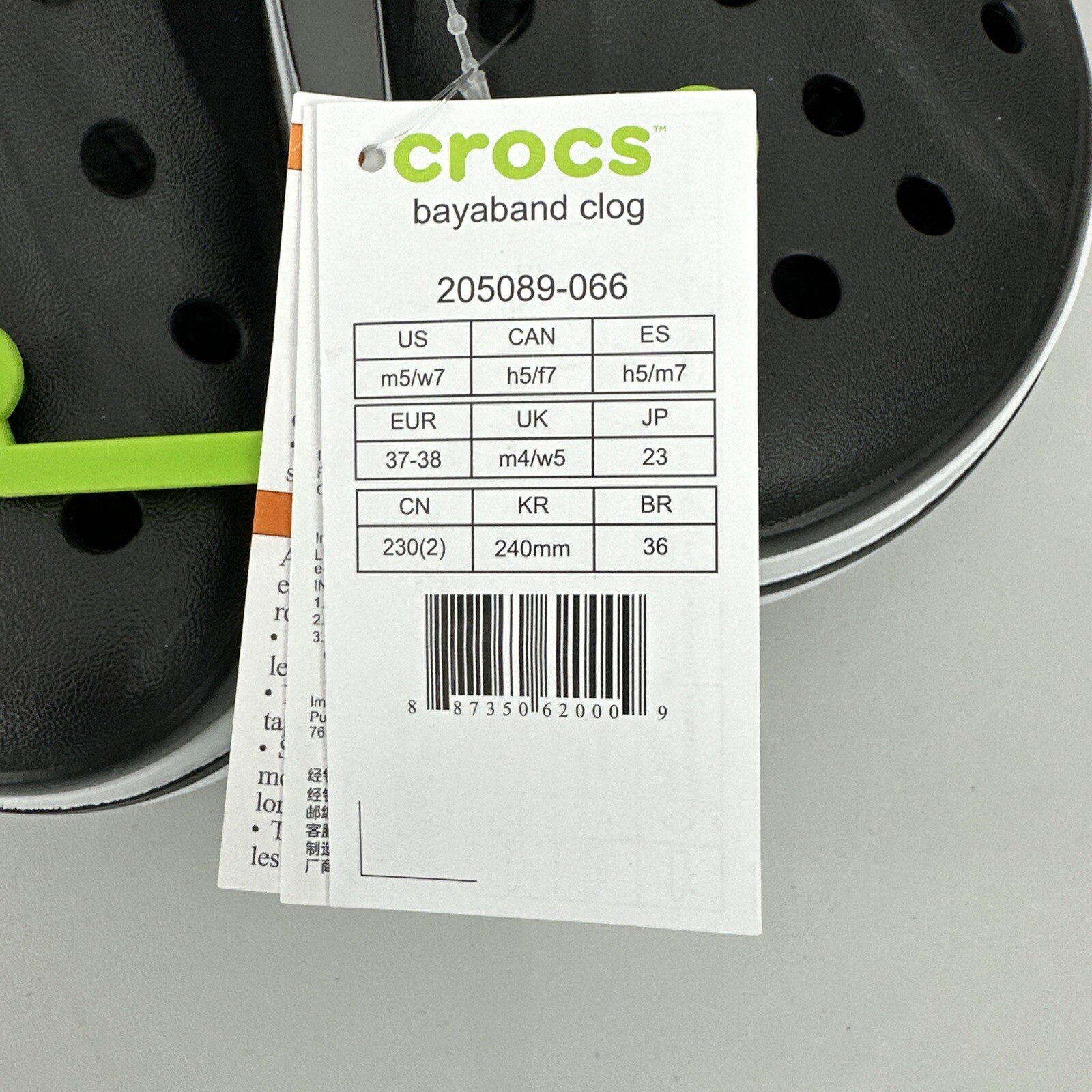Crocs Bayaband Clog Unisex Women’s US Size 7 Black & White 205089-066 NWT