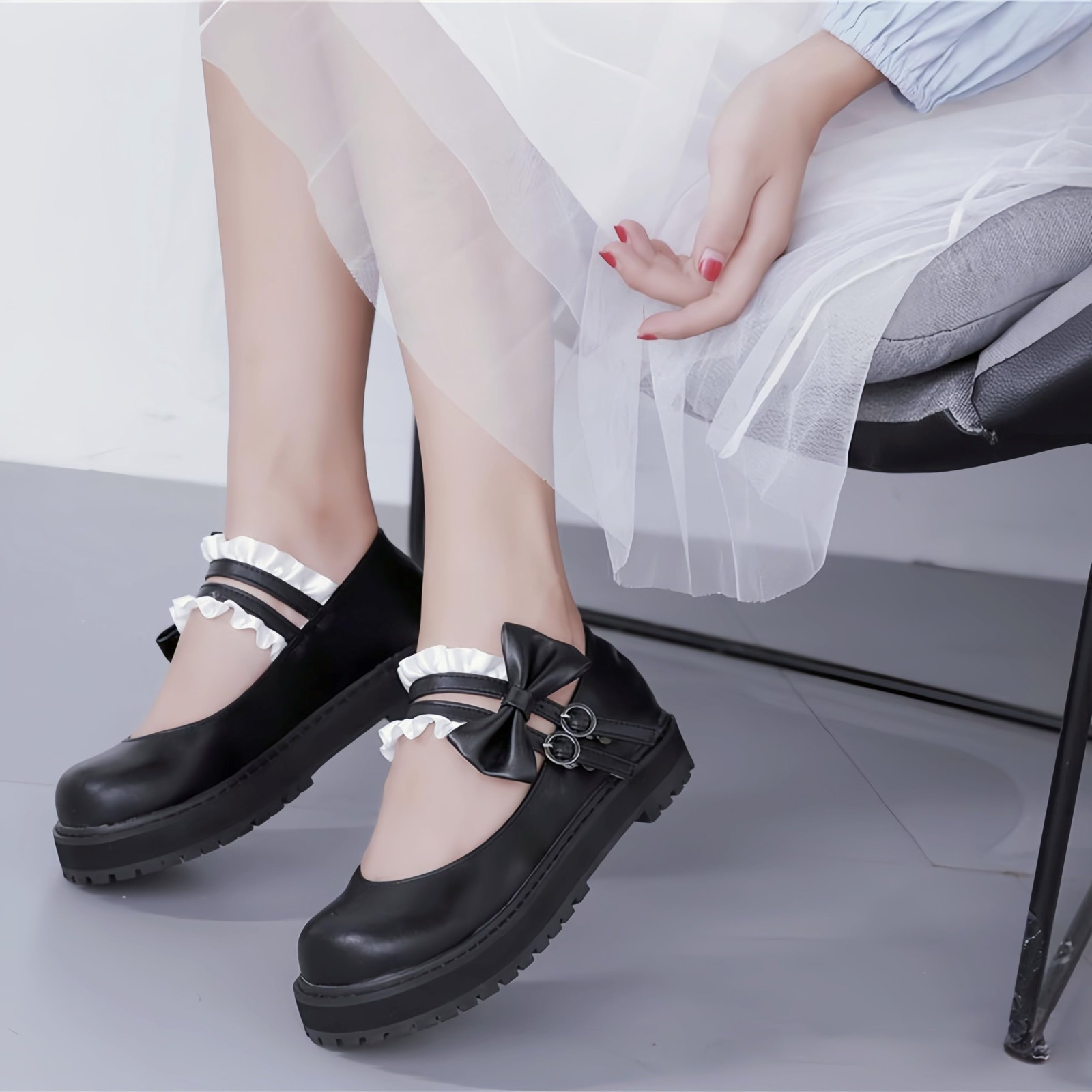 BEROBELLO Japanese Sweet Lolita Flat Shoes Maid Cosplay Mary Jane Shoes