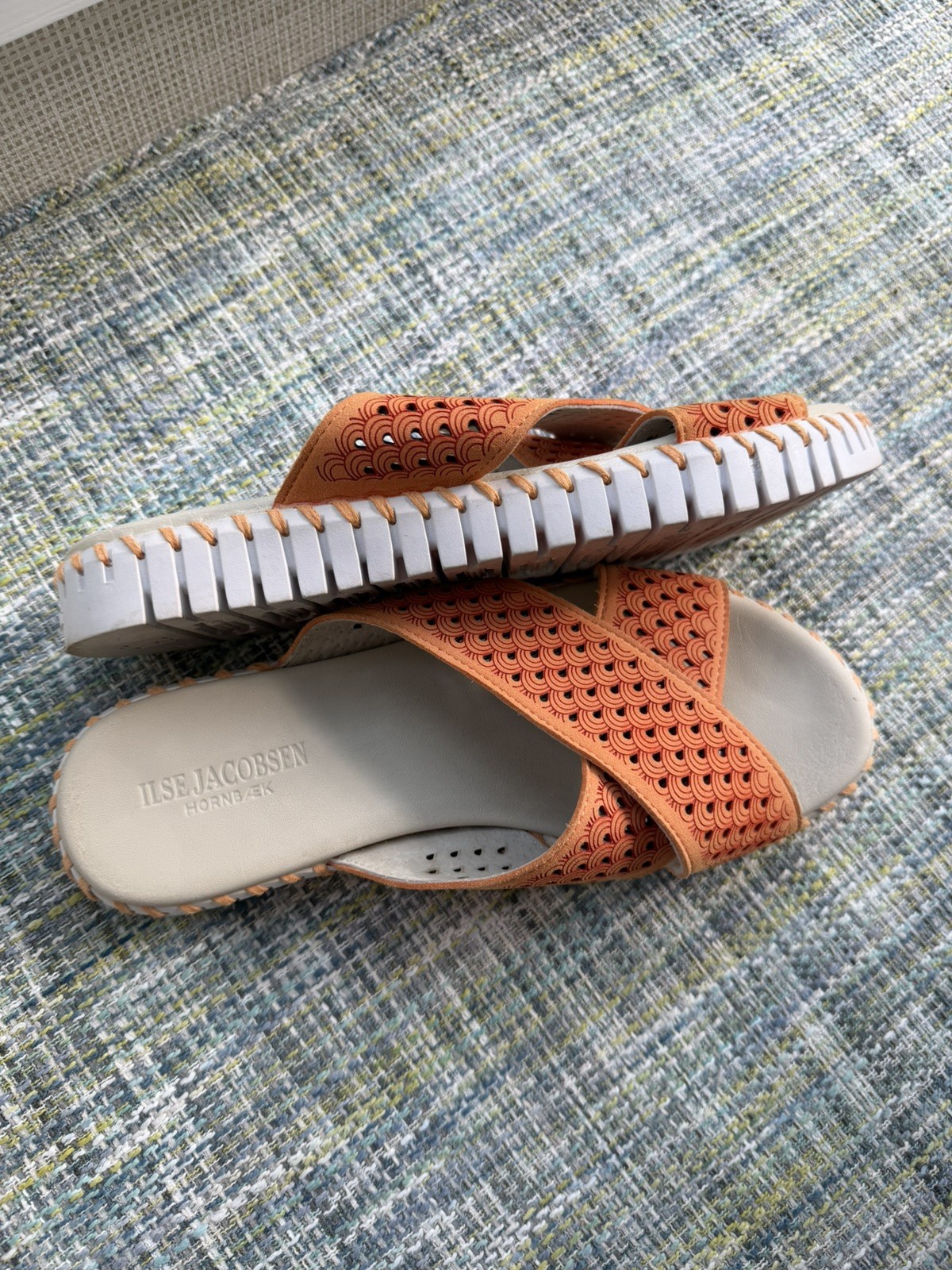 Ilse Jacobsen Tulip Sandals Women 39/8.5 Orange Cross Strap Slide – Lightly Worn