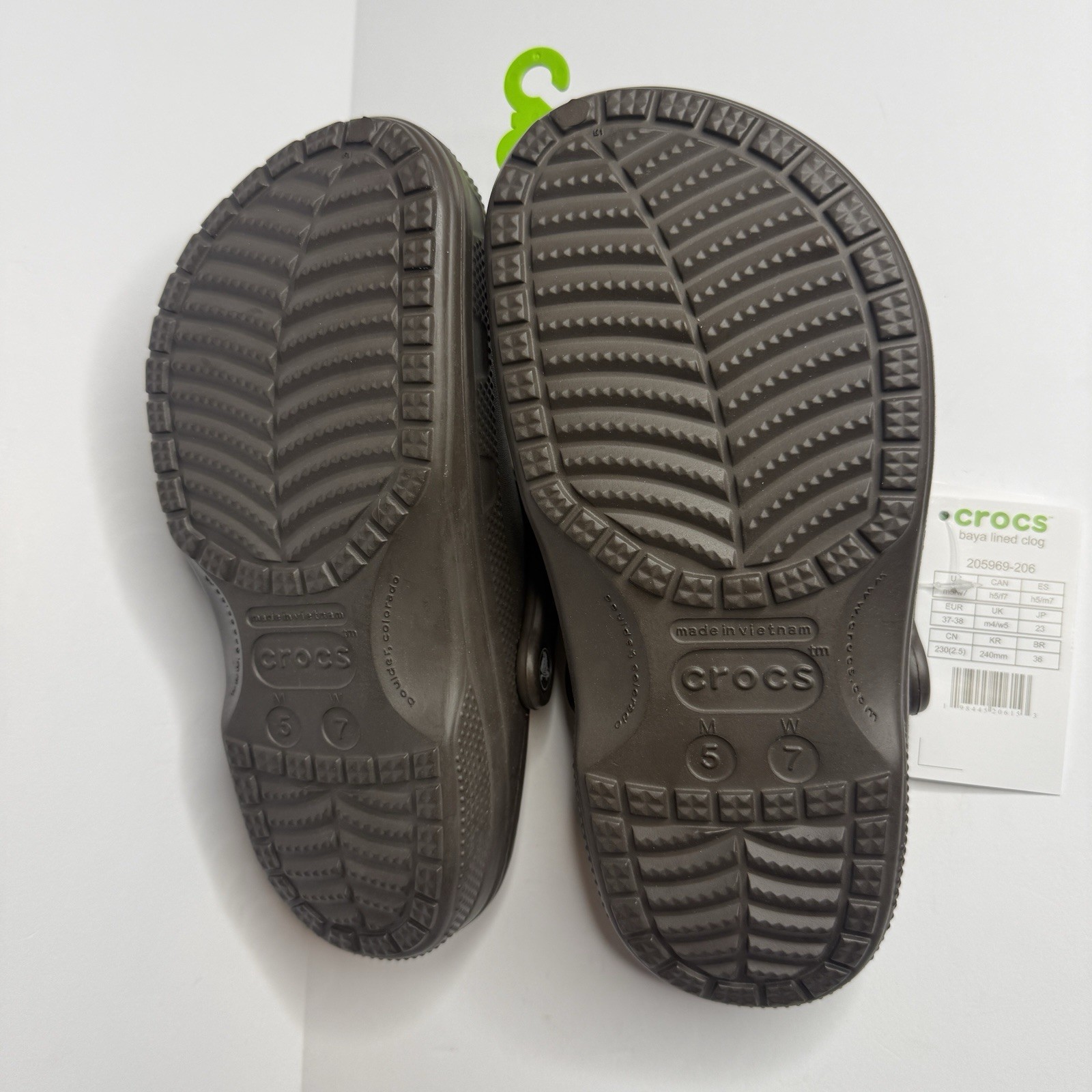 NWT Crocs Baya Lined Clog Espresso Brown Mens 5 Womens 7 Faux Fur 205969-206