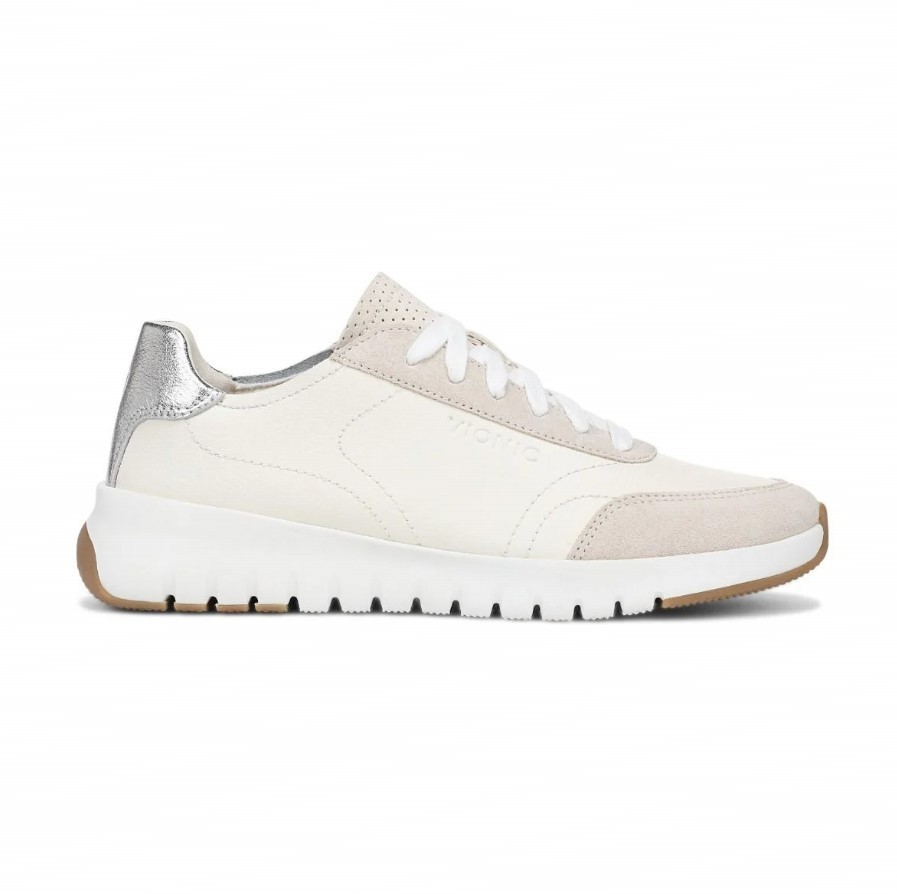 VIONIC Women Uptown Sneaker, Ivory Leather (NEW)