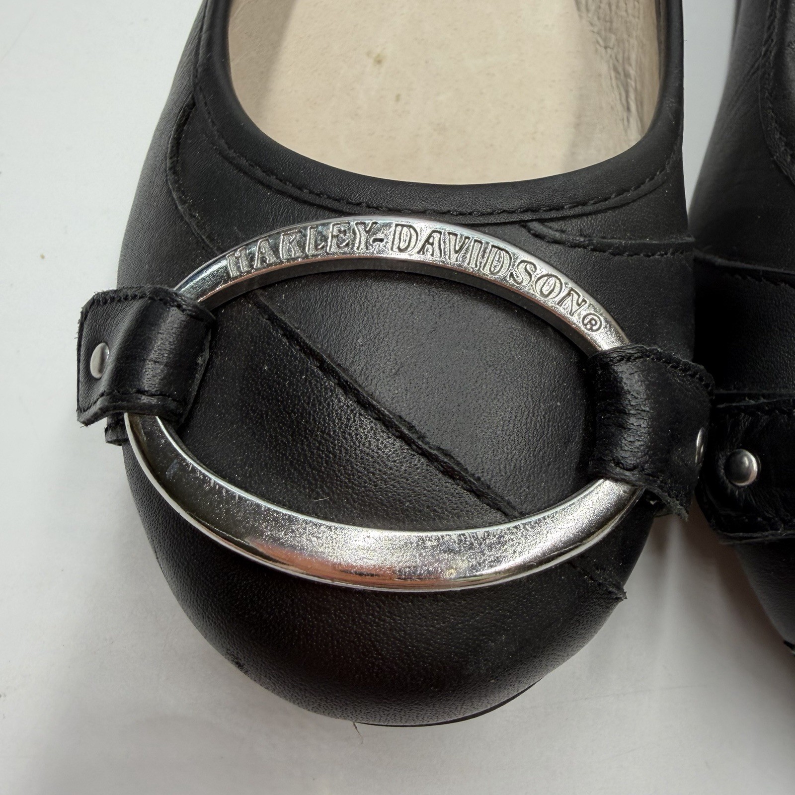 Harley Davidson Shoes Denna Black Leather Flats Women’s Size 8