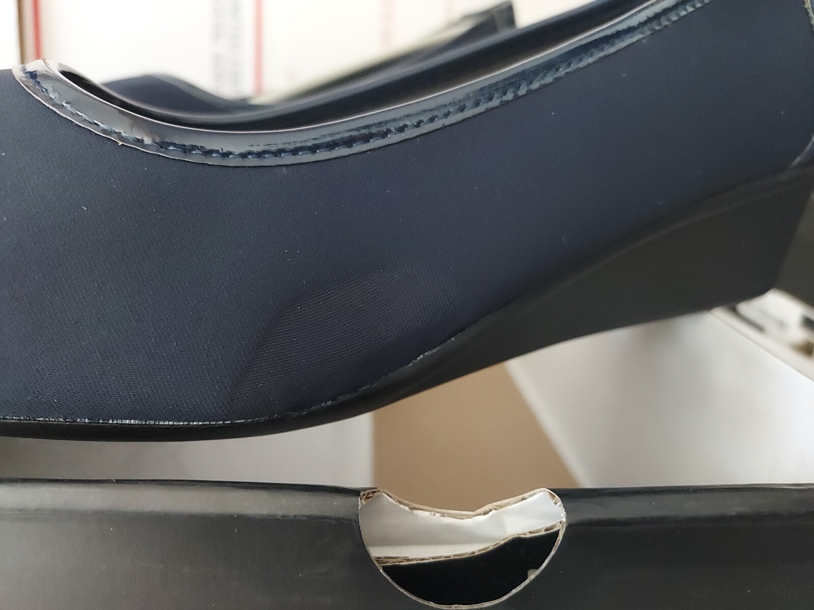 LONDON FOG Chester NAVY BLUE Neoprene Dress Wedge womens size 10 M, #trl8