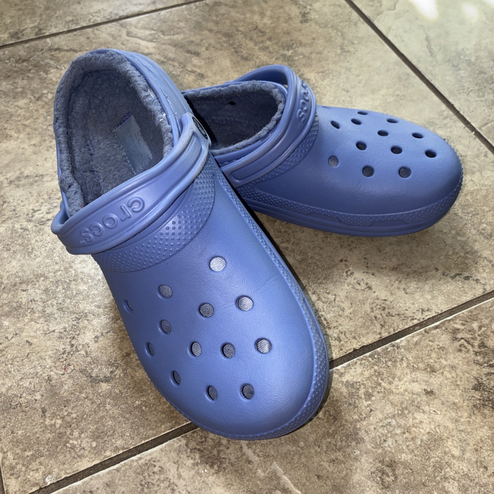 Unisex Blue/Purple Crocs With Gray Lining M8/W10 – Free Ship