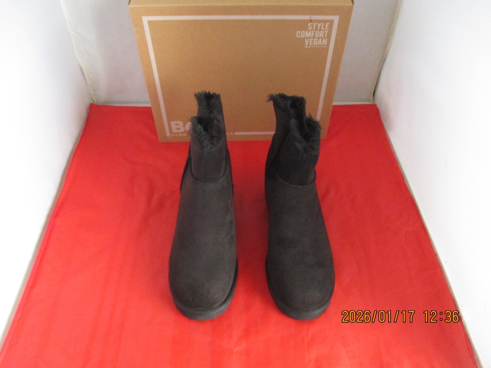 BC Undecided Vegan Suede Wedge Ankle Booties $109 – US Size 8 1/2 – Black – 1425