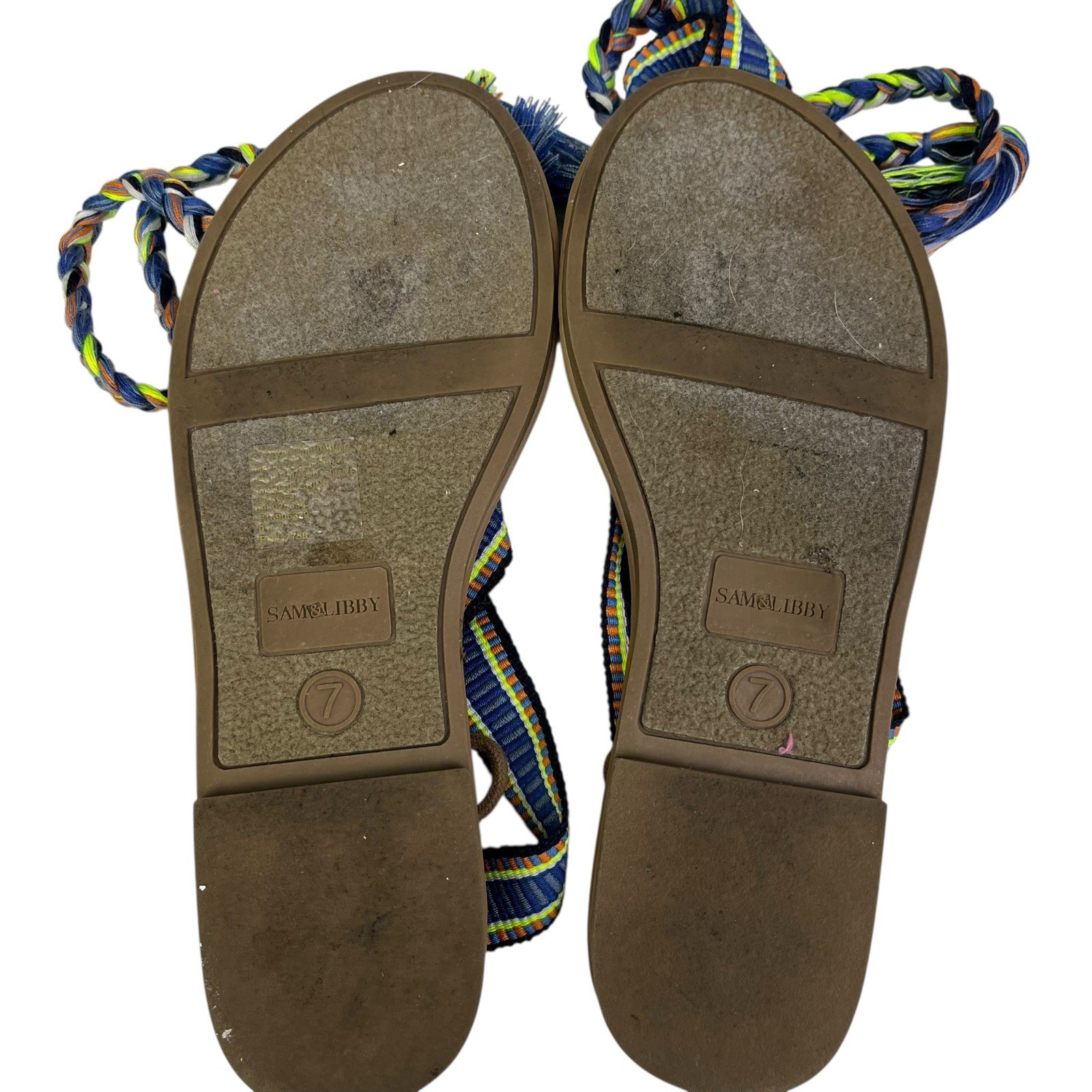 Sam & Libby Gladiator Thong Sandals Women’s Size 7 Blue Blossom Boho Hippie