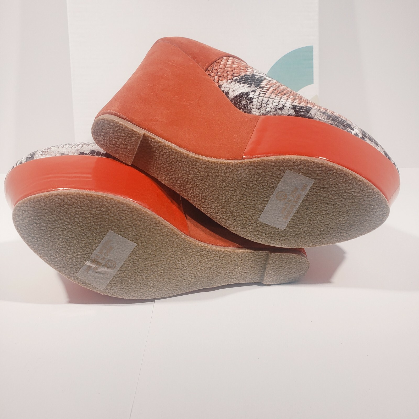 womens Beston Prima 05 Platform Wedge 7.5 Orange w/Snakeskin ,REFRESH
