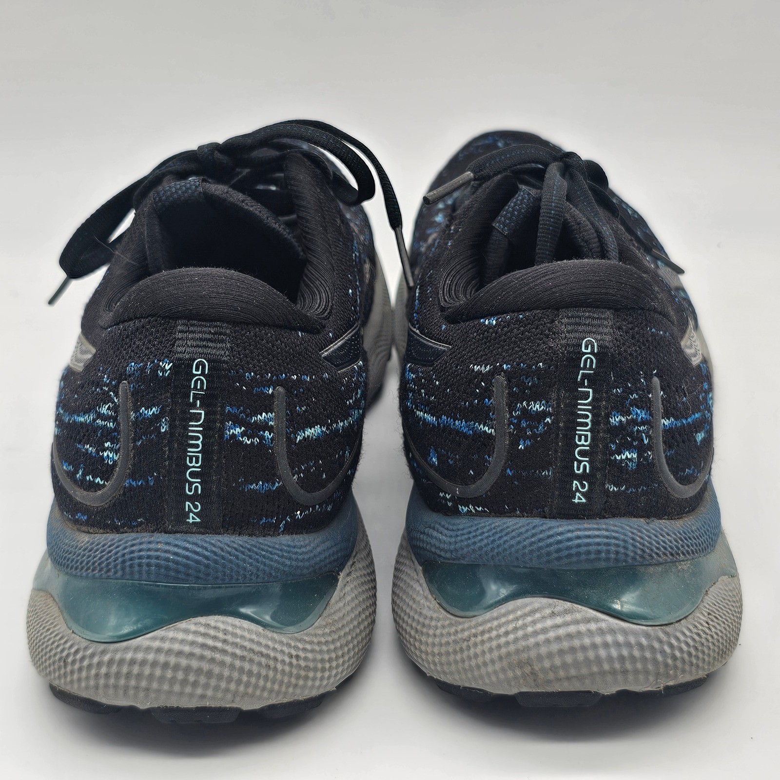 ASICS GEL Nimbus 24 Running Shoes Black Blue Athletic Sneakers Men’s 8.5