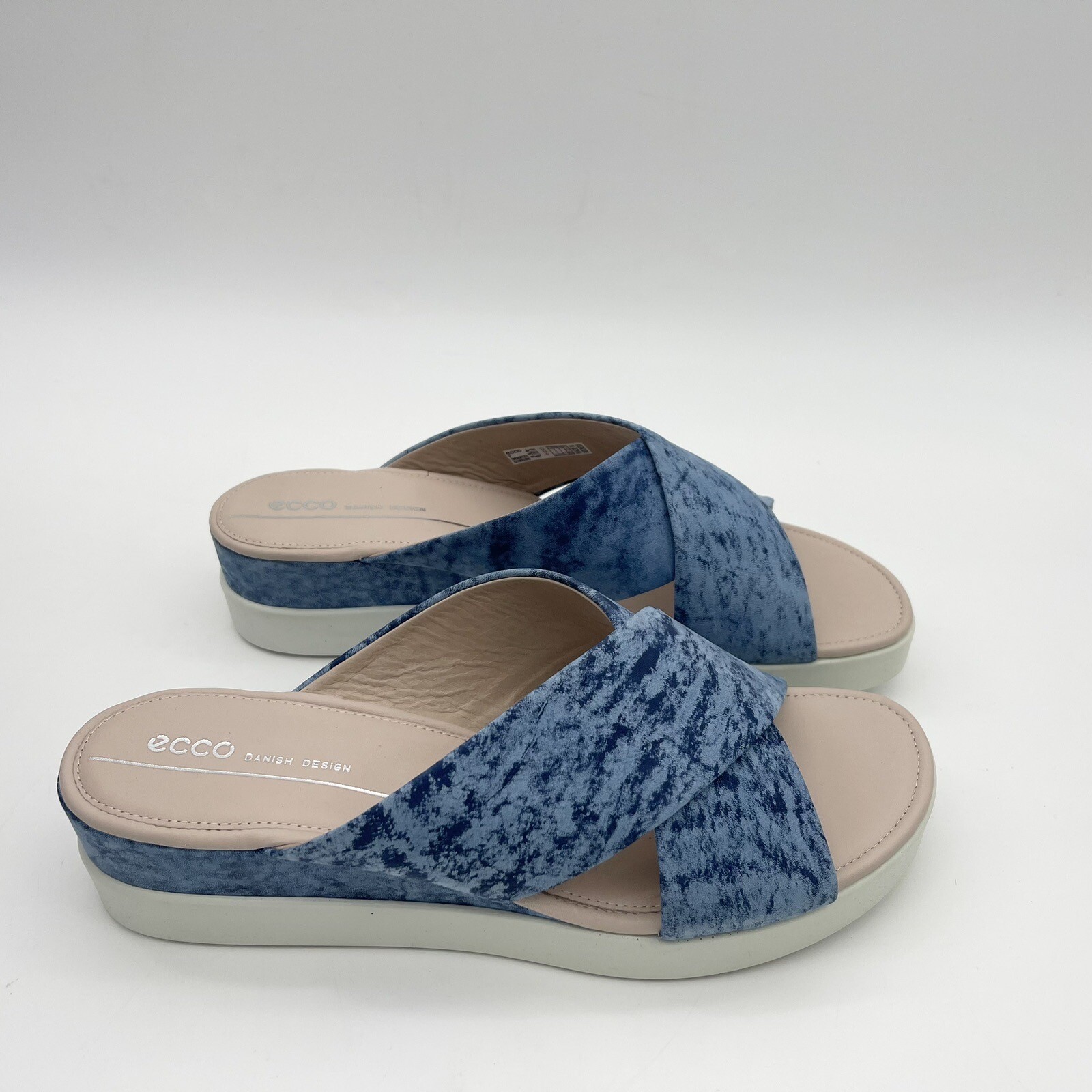 ECCO Sandal Women US 10 10.5 EU 41 Blue Slip On Flip Flop Tie Dye Platform