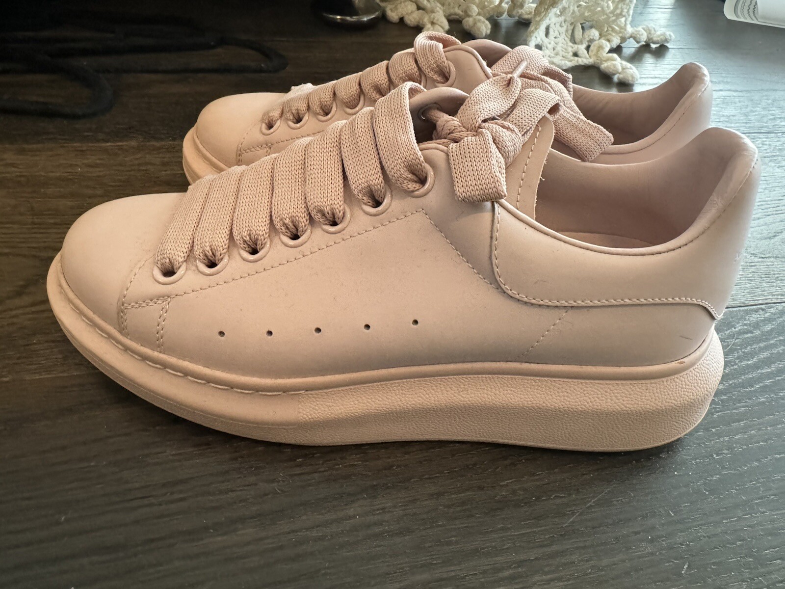 ALEXANDER MCQUEEN Oversized Low-Top Sneakers Size 37.5 Pink Leather