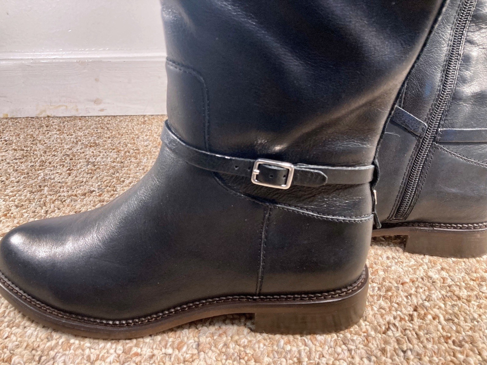 New Franco Sarto L-Haylie Black Leather Knee High Boots Women’s Size 9M
