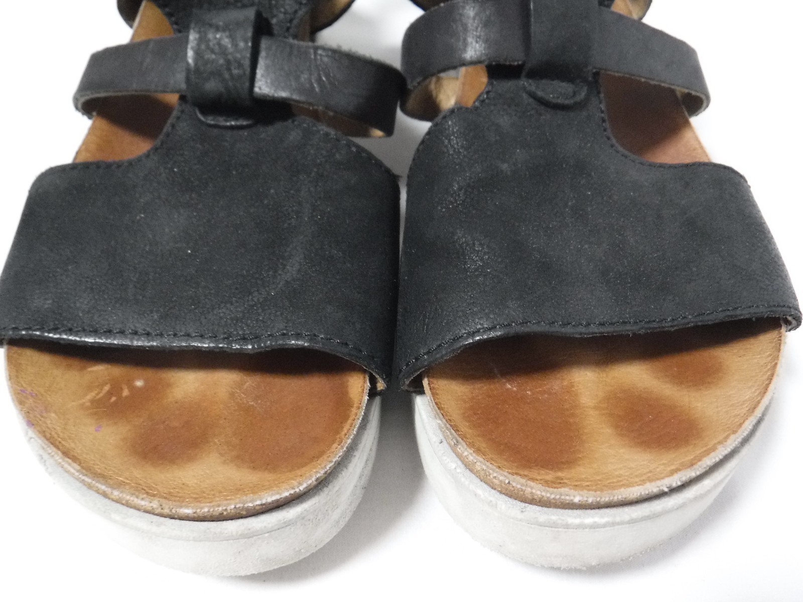 PF2 Women’s MIZ MOOZ Samantha Black Strappy Platform Chunky Sandals Sz 39 US 8