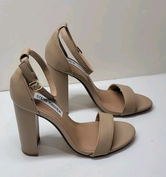 Steve Madden women’s shoes heeled sandals CARRSON BLUSH LEA SIZE 10 US