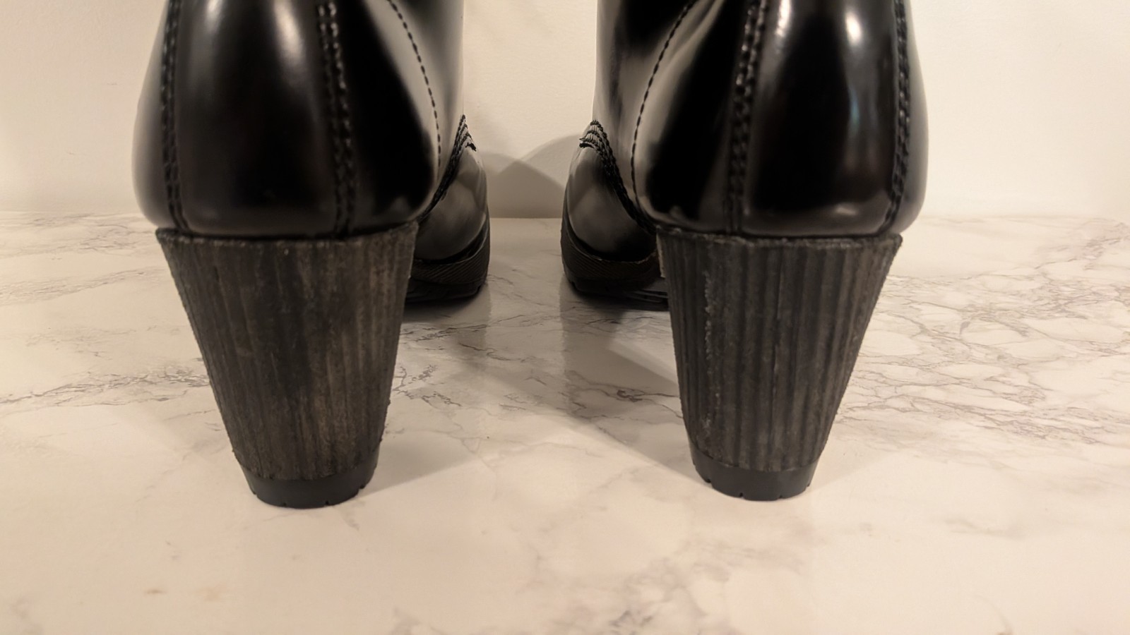 Dr. Martens Womens Darcie Diva Black Leather High Heel Lace-up Boots Y2K 11