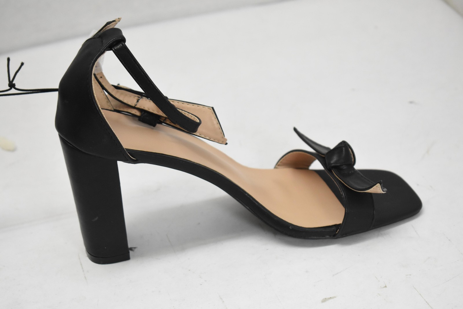 Strappy Block Heel Dress Sandals Shoes Womens Size 11 Black Bow Open Toe Ankle