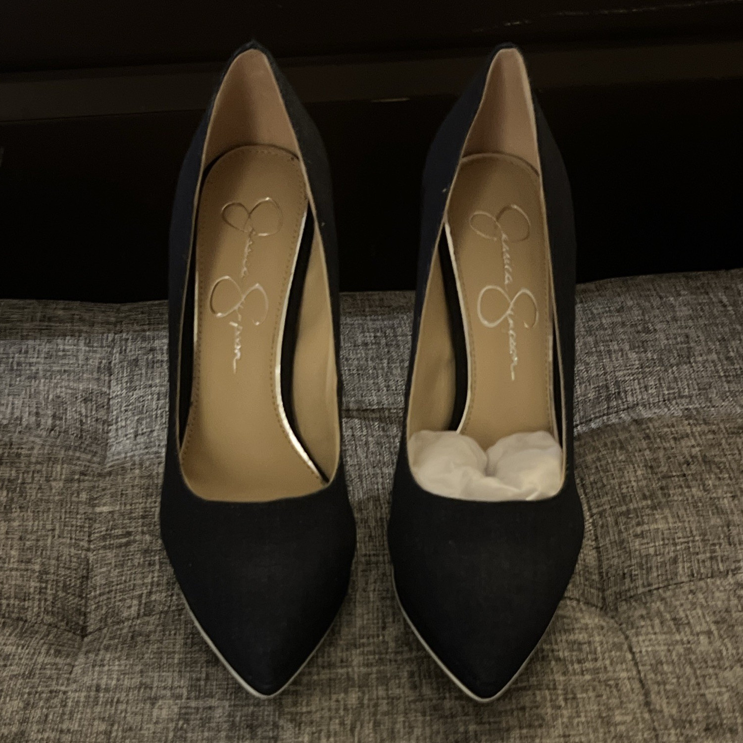 Jessica Simpson Black/White Pointed Toe Stiletto Slip-On Pumps 7.5 New Defects