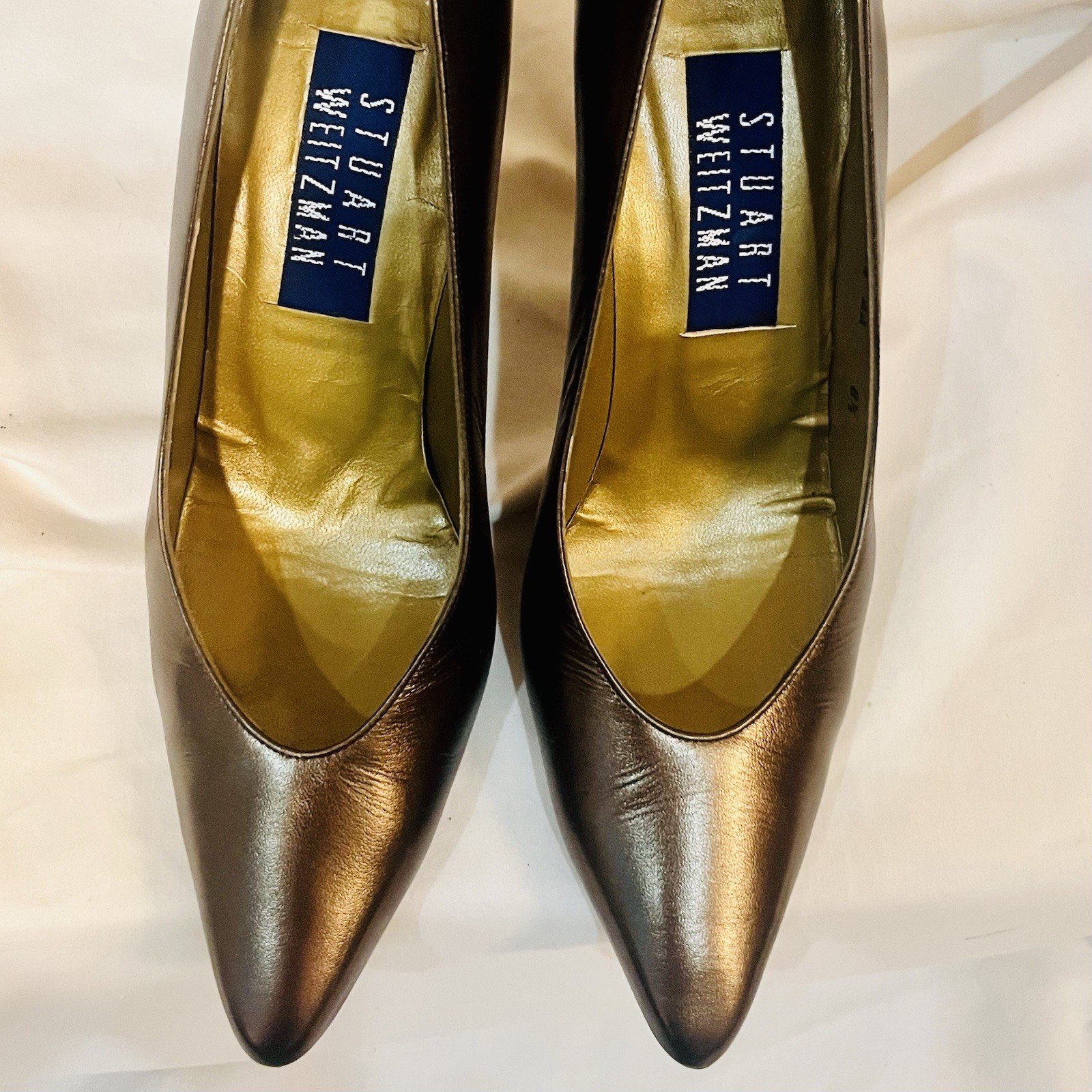 Stuart Weitzman Bronze Metallic Leather High Heel Pumps, Vintage