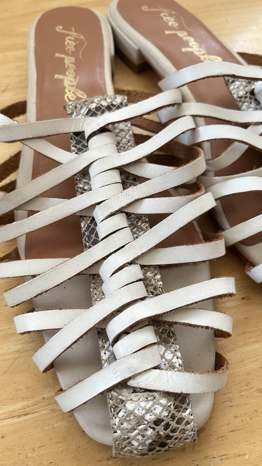 Free People Odette Woven Python Leather Fisherman Sandals Flat Mules 41 10-10.5