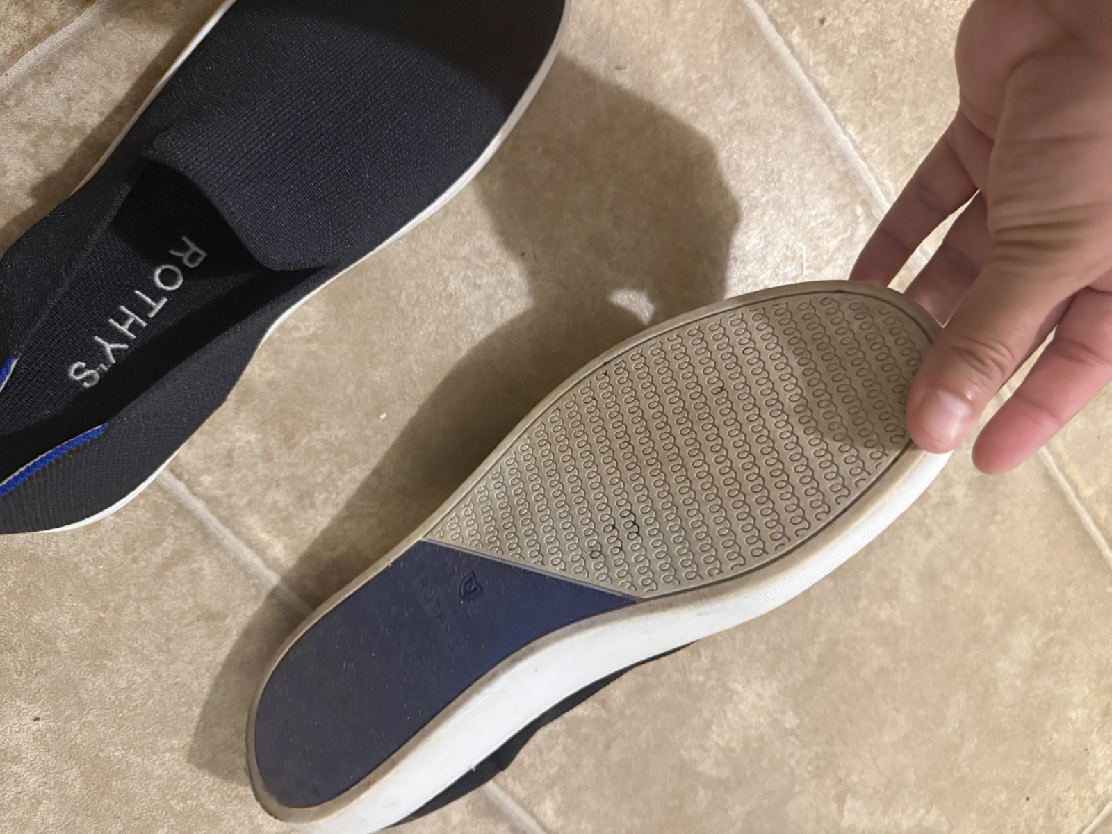 ROTHY’S Women’s Black /Blue Original Slip On Sneaker Recycled Size 10