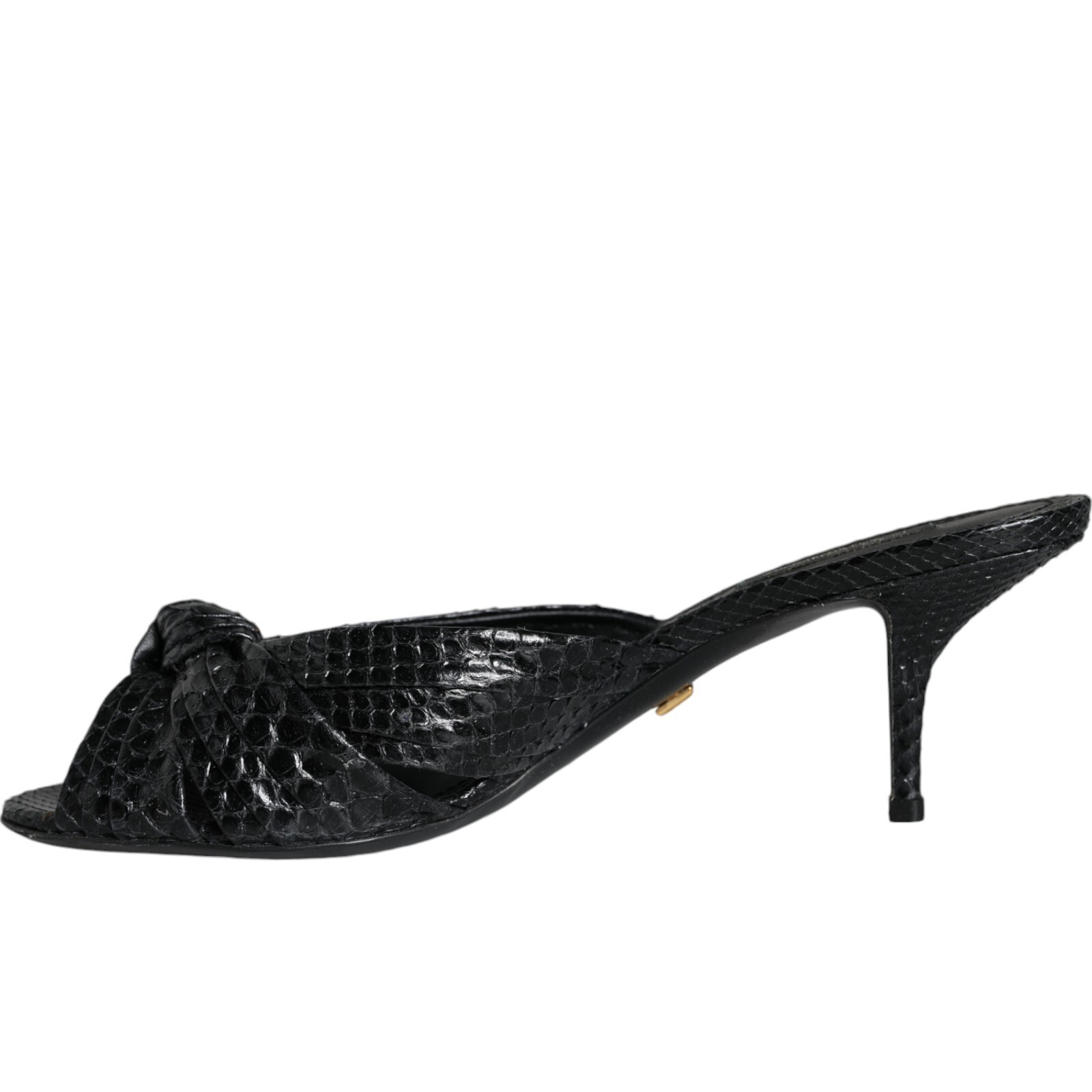DOLCE & GABBANA Shoes Black Leather Heels Slides Sandals EU38.5 / US8 1200usd
