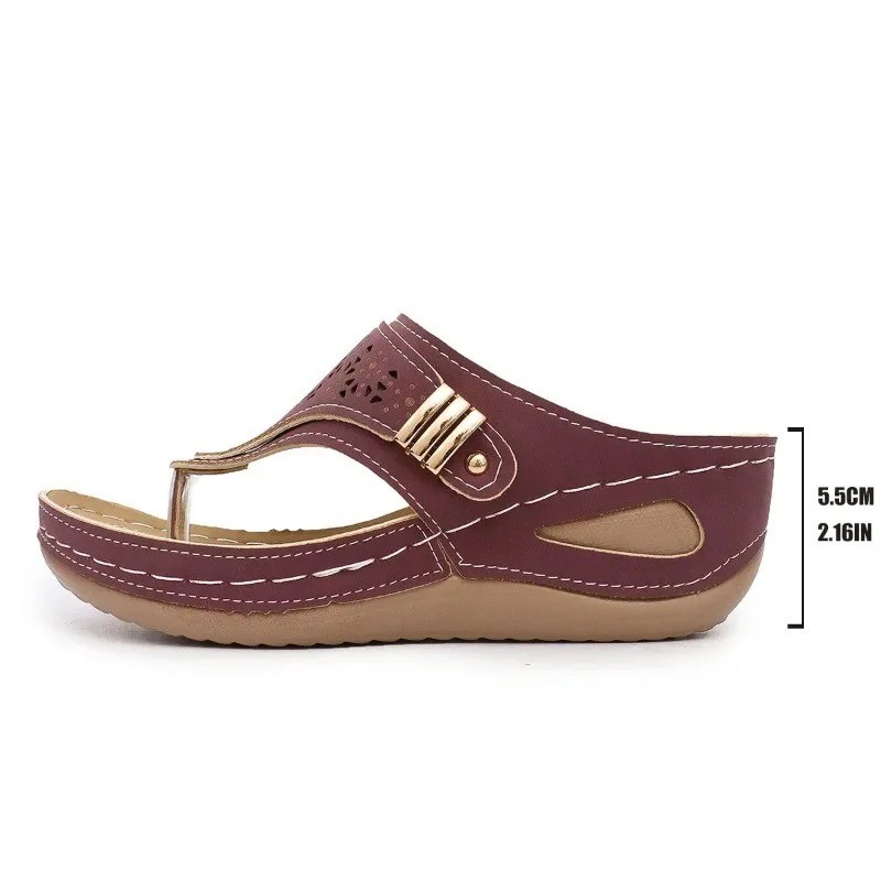 Women Platform Wedge Sandals Summer Thick Heel Slip On Open Toe Casual Fashion