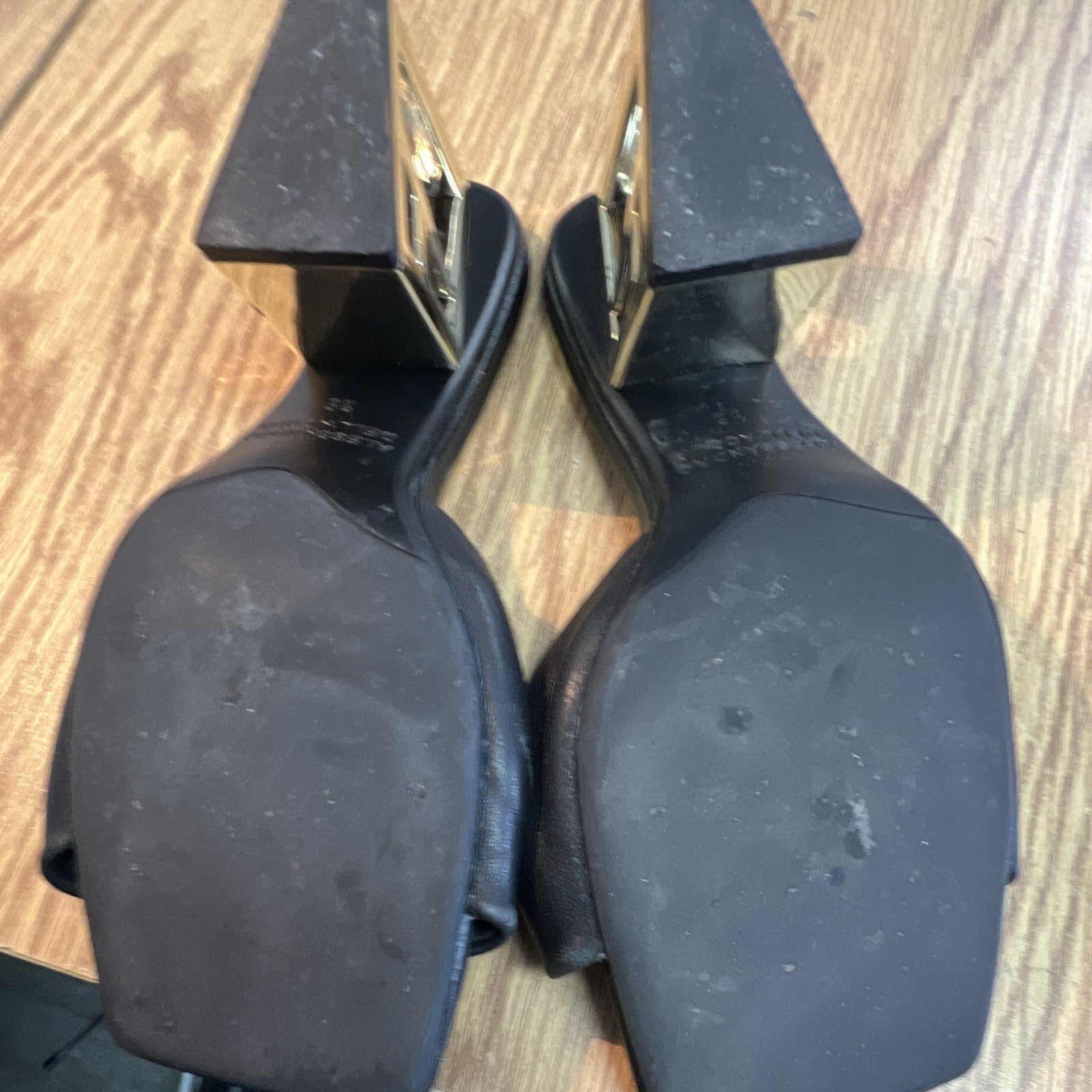 Alessandro Dell’Acqua Black Leather Square Toe Knotted Mule Block Heels 6