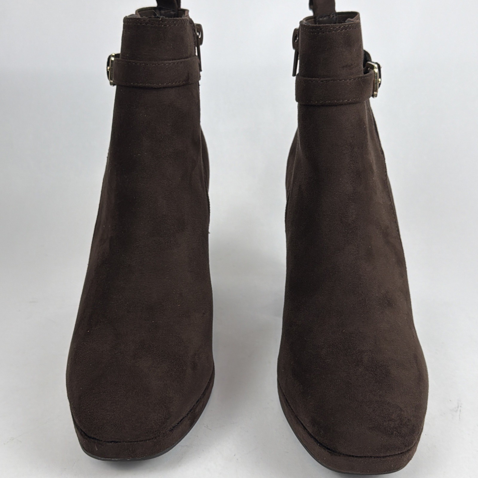Kelly & Katie Gavan Earthy Micro Brown 3.5in Heeled Lace-up Bootie Womens 8.5M