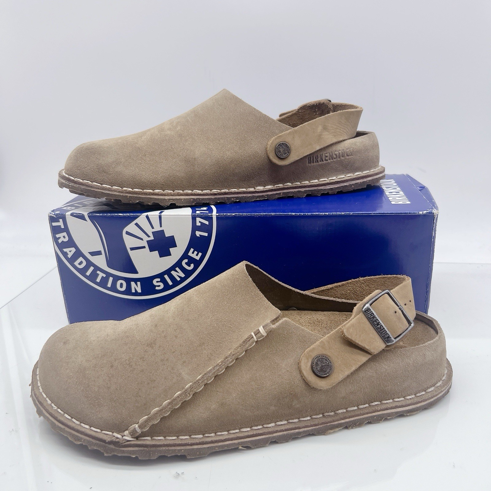 Birkenstock Lutry Clogs Comfort Shoes Premium Taupe Suede EU 41 Wms US 10- 10.5