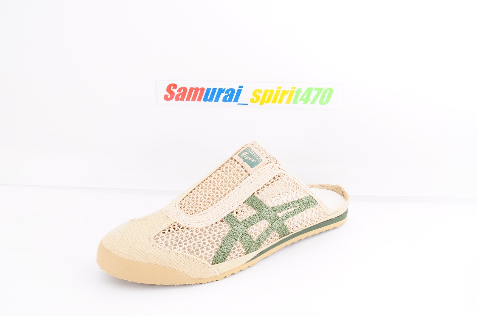 Onitsuka Tiger MEXICO 66 SABOT 1183C123 BEIGE/GREEN US Women size 6.5 EU37.5 UK4
